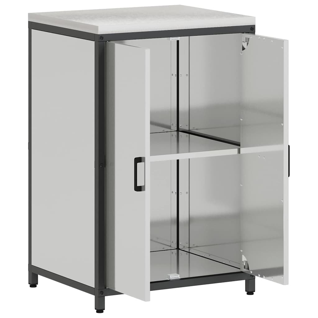 Kitchen Storage Cabinet with Shelf Silver Galvanised steel